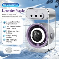 Ventilateur de circulation à brumisation rafraîchissante, 2 couleurs disponibles, fonction humidification par nano-pulvérisation, 199 vitesses, régulation progressive, pour extérieur et hôtel