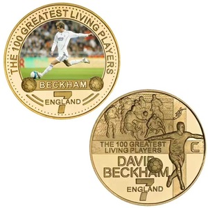 เหรียญที่ระลึกนักฟุตบอลชื่อดัง เบ็คแฮม เหรียญทรงกลมเคลือบทอง ตราสัญลักษณ์หล่อขึ้นรูป ของสะสม เหรียญที่ระลึก - Product Image 4