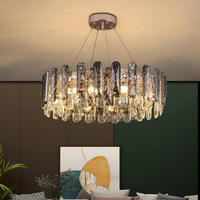 Lustre en cristal moderne Lumière de salon Atmosphère contractée Salle à manger Lumière Luxueuse Géométrique Cristal Lampes décoratives