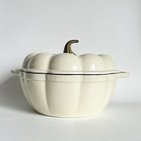 Pot à citrouille en fonte au design moderne, matériau métallique durable à double poignée pour la cuisine à domicile, ensemble de cuisine en émail à fond d'induction