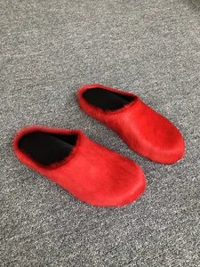 Hot selling thick soled genuine leather horsehair toe half <b>slippers</b> for casual wear, flat bottomed men's and women's shoes - Product Image 5