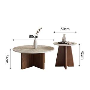Set di Tavolini da Caffè Rotondi in Legno Moderni con Vano Portaoggetti, Dimensioni e Colori Personalizzabili, Arredamento per <span class=keywords><strong>Soggiorno</strong></span> - Product Image 3