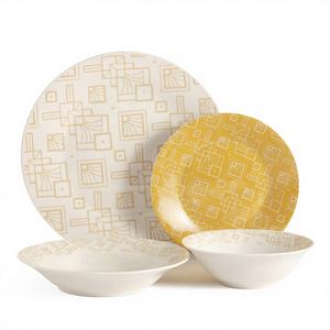 ชุดอาหารค่ำลายดอกไม้หรูหรา ทำจากพอร์ซเลน ทนทาน ใช้กับไมโครเวฟ/เครื่องล้างจานได้ จานและชามทำมือ ดีไซน์สวยงาม - Product Image 1