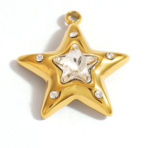 SUMMLY Breloques tendance en acier inoxydable plaqué or 18 carats, pendentifs fleur, cœur, étoile, coquillage pour la fabrication <span class=keywords><strong>de</strong></span> bijoux DIY, cadeau - Product Image 3