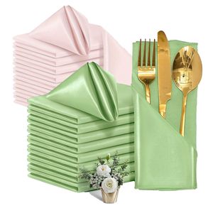 Serviettes en satin, serviettes <span class=keywords><strong>de</strong></span> <span class=keywords><strong>table</strong></span> douces, serviettes <span class=keywords><strong>de</strong></span> <span class=keywords><strong>table</strong></span> carrées, 17 x 17 pouces, pour restaurant, mariages, fêtes, décoration <span class=keywords><strong>de</strong></span> dîner, ivoire - Product Image 2