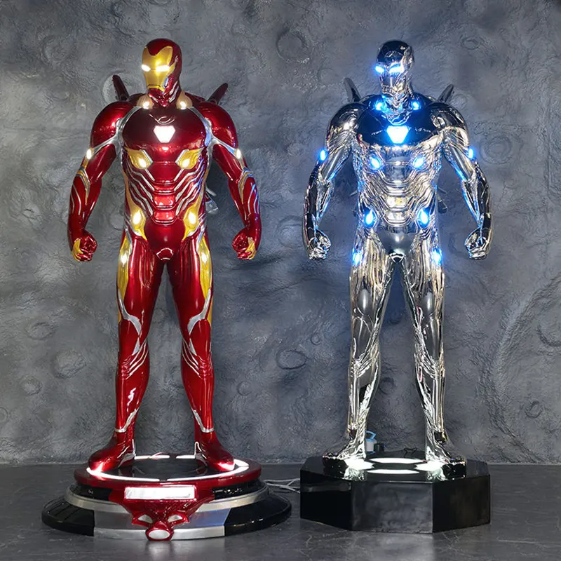 Sculpture d'Iron Man Mk50 grandeur nature avec lumières LED taille réelle personnage de film Marvel en fibre de verre Statue d'Iron Man Statues de film