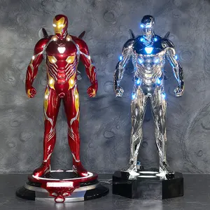 Ukuran hidup Mk50 patung Iron Man dengan lampu Led ukuran nyata film Marvel karakter Fiberglass patung Iron Man patung Film