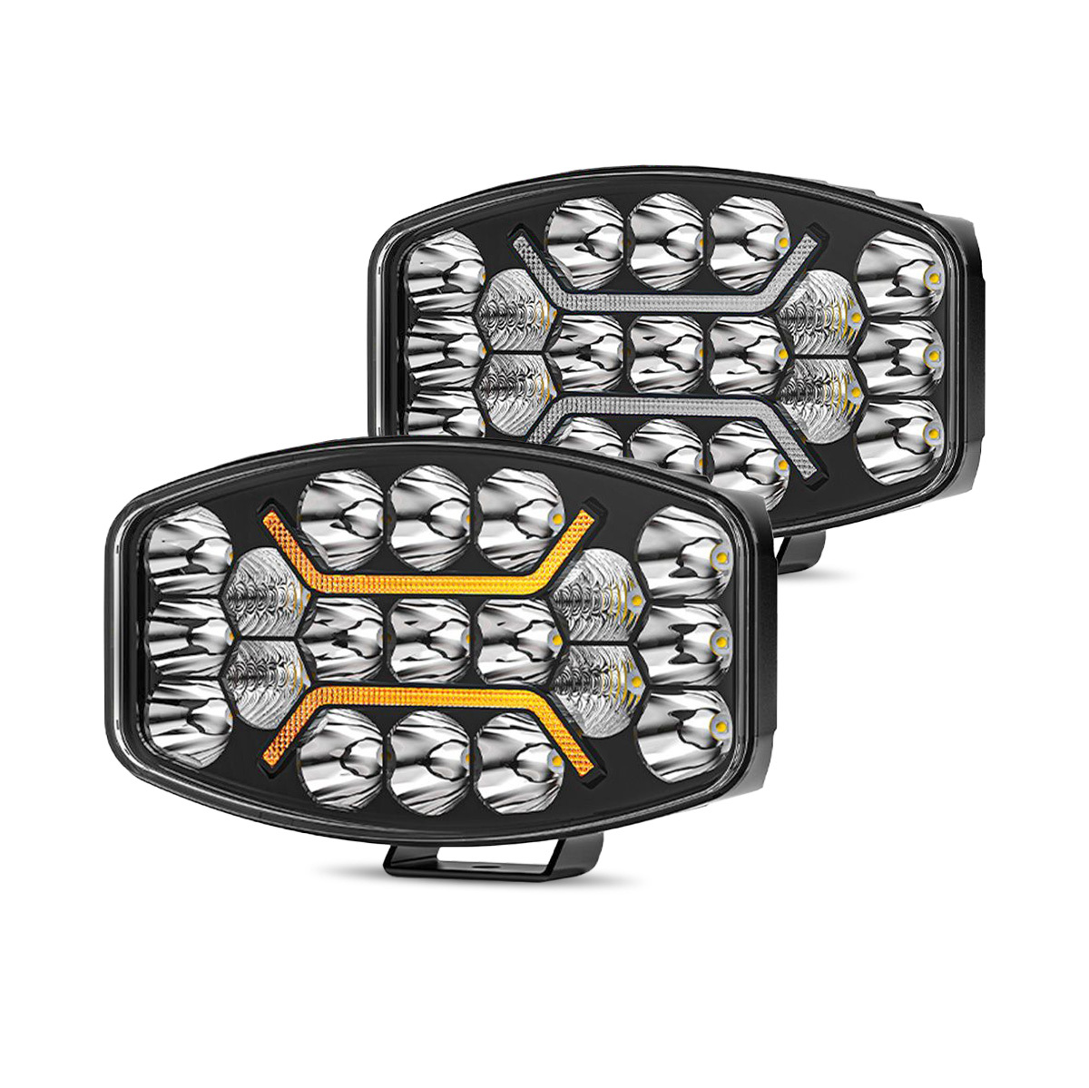 Heavy Duty 9inch Work Driving Light LED Amber Drl Auxiliary Lamp Waterproof Durable Combo Beam for Offroad Vehicles Truck SUV