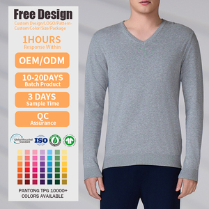 Fabricant de tricots sur mesure, pull en tricot d'automne à manches longues, pull d'hiver à col en V, pull décontracté pour homme - Product Image 2
