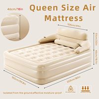 Matelas Gonflable Confortable Queen Size pour Camping avec Tête de Lit, Oreillers et Pompe Intégrée