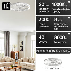 Modern black acrylic 20 inch LED <b>light</b> with <b>remote</b> <b>control</b> <b>ceiling</b> fan, 5-blade AC motor suitable for bedrooms - Product Image 4