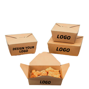 Cajas de Papel Kraft para Alimentos con Logotipo Personalizado, Envases para Llevar, 800-2455 ml, Cajas Rectangulares Plegables para Comida Rápida - Product Image 1