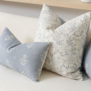 Coastal Blue Farmhouse Decorative Throw <strong>Pillow</strong> Cover <strong>Double</strong> Side Printed Cotton Throw <strong>Pillow</strong> Covers White Flower Cushion Covers - Product Image 5
