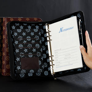 Carnet A5 à feuilles mobiles détachables avec fermeture éclair, couverture souple en cuir PU vintage, personnalisable, 100 feuilles - Product Image 3