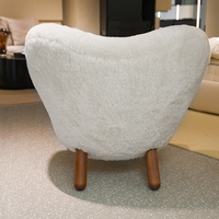 Fauteuil d'appoint en tissu bouclé, fauteuil lounge moderne rembourré avec pieds en bois pour salon et chambre
