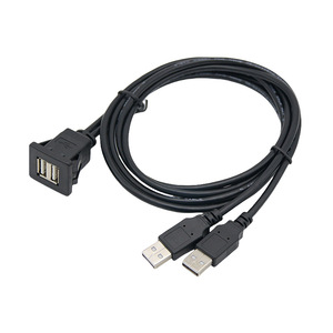 Cable de panel USB 2.0 de doble puerto con carcasa cuadrada de ABS y clip para automóviles, embarcaciones y salpicaderos de vehículos, cable de extensión de datos - Product Image 2