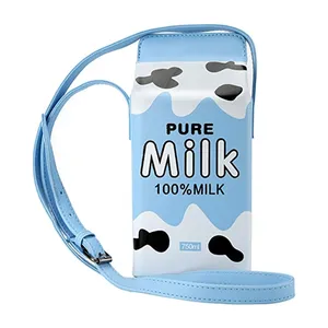 Chocolate Milk Box Phone Wallet Cell Phone Case For Women Girls Leather Wallet Shoulder Crossbody Bags