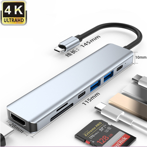 <span class=keywords><strong>Adaptateur</strong></span> Hub USB Type C 7 en 1 Station d'Extension Double USB Type-C avec HDMI 4K USB 3.0 Lecteur de Cartes <span class=keywords><strong>SD</strong></span>/Micro <span class=keywords><strong>SD</strong></span> pour <span class=keywords><strong>MacBook</strong></span> Pro - Product Image 1