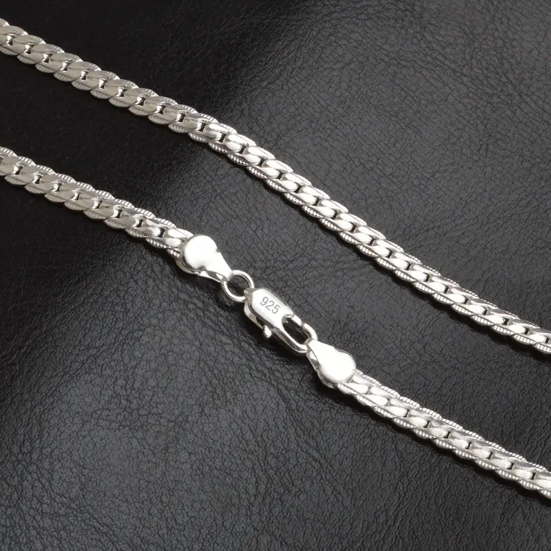 Wholesale American 925 Sterling Silver Plating Men Triangle Snake Link Chain Necklace