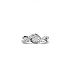 Anillo Cruzado Infinito de Oro Blanco de 14K con Diamantes Compuestos Redondos de 0.38 CTW, Anillo Pavé con Diamantes Cultivados en Laboratorio para Mujer - Product Image 1