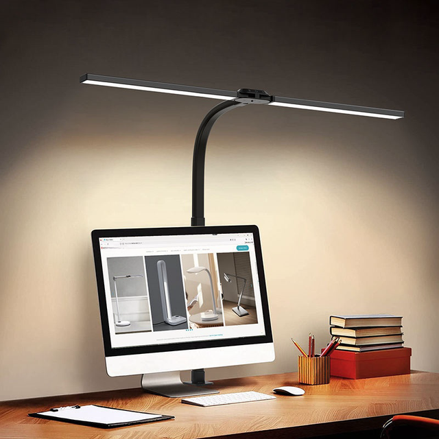 Northland Multi Angle Rotation Ultra Large Light Range Removable Clip Foldable Dual Head Lamp L Shape Desk Lamp Led Table Light