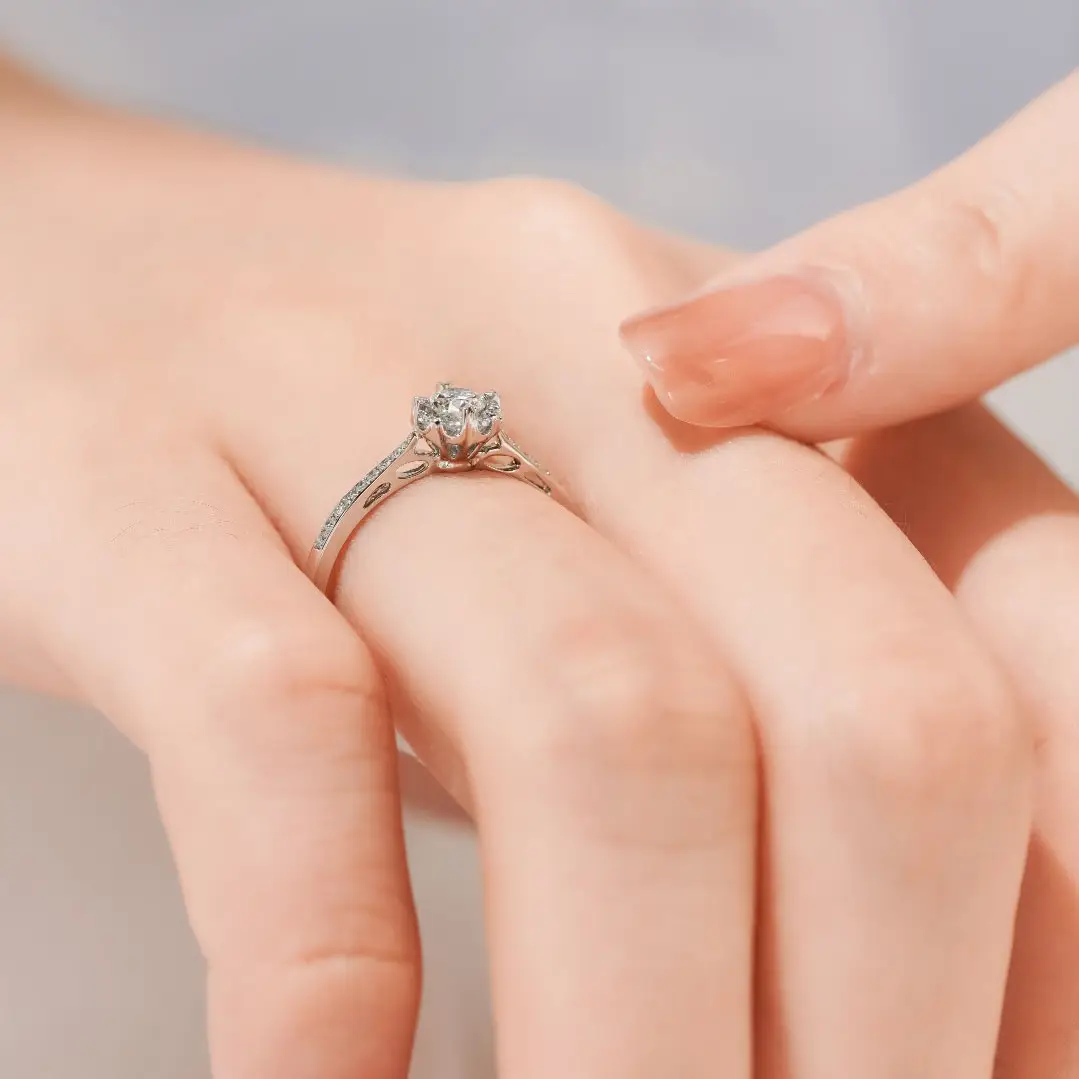 Personalización al por mayor de joyería boutique, anillo de oro genuino de 18K 14K 9K, anillo de bodas de diamantes cultivados en laboratorio de alta calidad