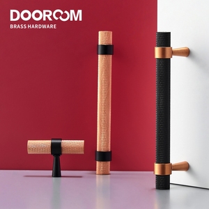 Poignées de meubles en laiton moleté Dooroom, poignées modernes en cuivre noir, pour armoire, commode, boîte à chaussures, tiroir, armoire, bouton - Product Image 1