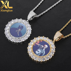 Collar con Colgante de Foto Personalizado de Cobre, Estilo HipHop Unisex, con Circonita, Chapado en Oro de 18K, Cadena Singapur Trenzada, para Aniversario - Product Image 5