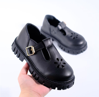 Nouvelles chaussures en cuir noires Mary Jane pour filles, avec boucle, respirantes, résistantes à l'usure, semelle épaisse, chaussures décontractées pour enfants, style campus