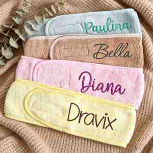 Custom Name Adjustable Fashion Microfiber Headband for Washing Face Personalized Spa Hair Band Makeup <b>Wrap</b>-Bridesmaid Party - Product Image 1