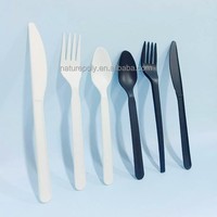Personnalisé 6 6.5 7 7.5 Pouces Écologique Biodégradable Fourchette Couteau Cuillère CPLA En Plastique Ustensiles Jetables Couverts Ensemble