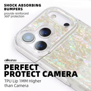 Aikusu – Coque de téléphone portable personnalisable en nacre de coquillage tendance pour iPhone 17 16 15 14 13 Pro Max - Product Image 3