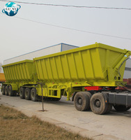 Semi-remorque benne basculante double face en acier sur mesure, 4 essieux, 100 tonnes, 60 mètres cubes, pour charbon, minerais et marchandises en vrac, avec basculement hydraulique