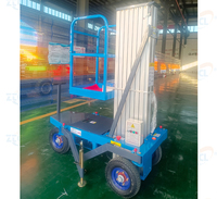 Table élévatrice verticale portable en alliage d'aluminium de 4 à 10m à mât unique Manlift Hydraulic Lifter Large Wheels