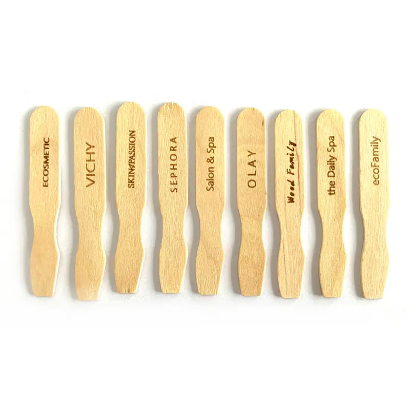 2.5 inch Disposable Multipurpose Mini Wooden Makeup Cream Spatula Waxing Applicator Eco-friendly with Logo by Laser