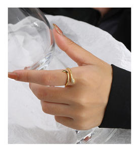 แหวนงูชุบทองวินเทจสัตว์ปรับเปิดแหวนกับที่ดีที่สุดลูกบาศก์เซอร์โคเนียสำหรับผู้หญิงวัยรุ่นหญิง - Product Image 4