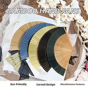 Éventail pliant personnalisé avec logo gravé, baleines en bois de bambou, pompon en soie ajouré, style oriental chinois, cadeau de mariage - Product Image 3