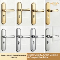 Serrure de porte intérieure en bois de style français, finition or massif, en alliage de zinc, à clé, avec mécanisme de fermeture silencieuse, pour chambre d'hôtel et salle de bain