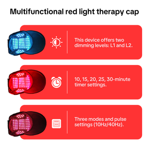 APTREDLIGHT Capuchon de thérapie par la lumière rouge 100 Led pour cheveux pour hommes et femmes 460nm 660nm 850nm Capuchon de lumière infrarouge - Product Image 4