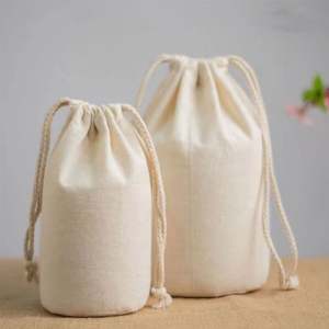 Sac à cordon en coton biologique écologique, pochette d'emballage cadeau en lin et mousseline recyclable, vente en gros pour le riz - Product Image 2