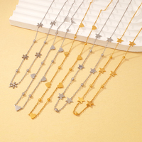 Collier pour femme en gros, minimaliste, en acier inoxydable plaqué or 18 carats, tendance, avec pendentifs étoile, cœur, flocon de neige, maillons, bijoux inaltérables