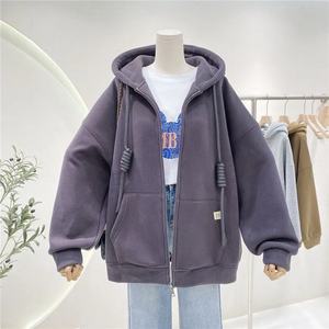 2025 Unisex Oversized Zip-<b>Up</b> Hoodie with Knotted Drawstrings - Brushed Fleece, Cozy Core Minimalist | Customizable - Product Image 3