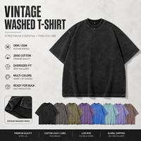 Kaos Kasual Pria Vintage Custom Heavyweight 100% Katun Polos Oversize Batik Sablon Logo Stone Acid Washed Puff Top