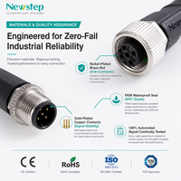 Cable Industrial M12 con Codificación A de 5 Pines Macho a Hembra, Cable de Sensor Circular SFTP con Doble Blindaje IP67 IP68 a Prueba de Agua