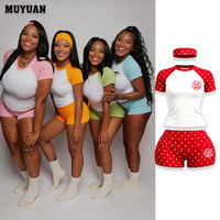 Ensemble 2 pièces chic pour femme : haut à manches raglan imprimé pois et short taille haute – Tenue d'été personnalisable avec logo, petite série 2026
