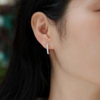 Boucles d'oreilles créoles en argent sterling 925 avec moissanite taille brillant rond pour femme, serties à griffes, couleur D, pureté VVS1, effet diamant