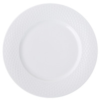 Assiettes à dîner en porcelaine embossée, résistantes au lave-vaisselle, assiettes rondes blanches pour la cuisine, le restaurant, le service de nourriture