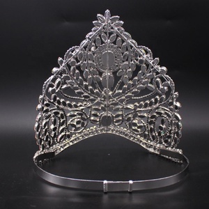 Couronnes de concours de beauté en cristal AB argentées de 10 pouces, couronnes de gagnante en diamant scintillant rose pour femmes, vente en gros d'usine - Product Image 2