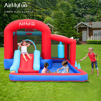 Château gonflable Airmyfun avec toboggan pour enfants, utilisation extérieure et à domicile, capacité 3 personnes, installation facile, fête familiale, 420D+840D