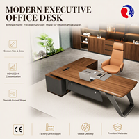 Bureau de direction en bois moderne, bureau de direction en forme de L, finition noyer foncé, table de bureau pour manager, directement de l'usine
